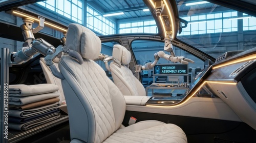 Wallpaper Mural High-Tech Robotic Assembly Line in Modern Manufacturing Facility Torontodigital.ca