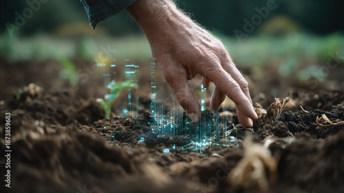 A hand planting in rich soil, demonstrating the importance of nurturing the earth for sustainable agriculture and environmental health.
