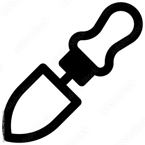 Gardening tools. Outlined stroke vector icon with black-filled details.