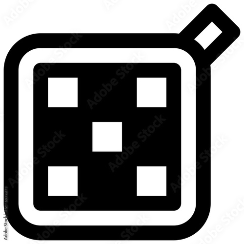 Pot holder. Outlined stroke vector icon with black-filled details.