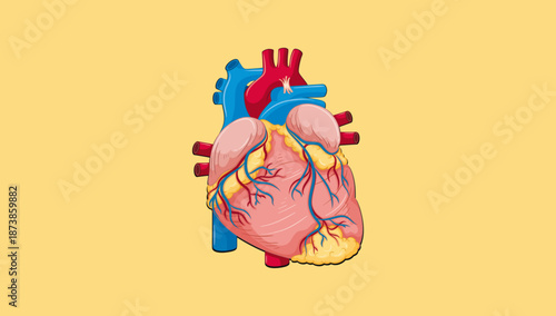 Medical Anatomy Illustration of the Human Heart as a Vital Muscular Organ