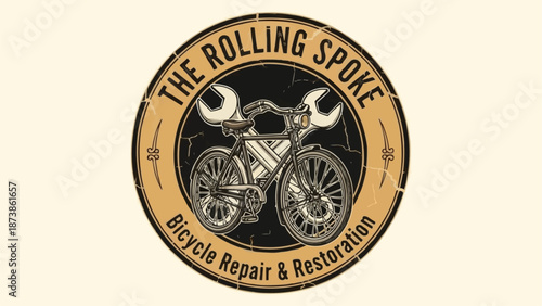 Vintage Bicycle Repair and Restoration Emblem.