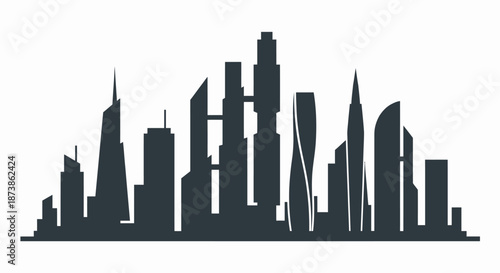 Modern city skyline with sleek skyscrapers