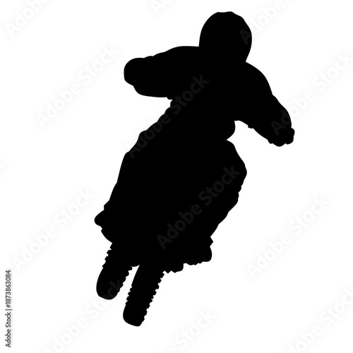 Motocross Rider Silhouette in Mid Air Motion for Racing Design