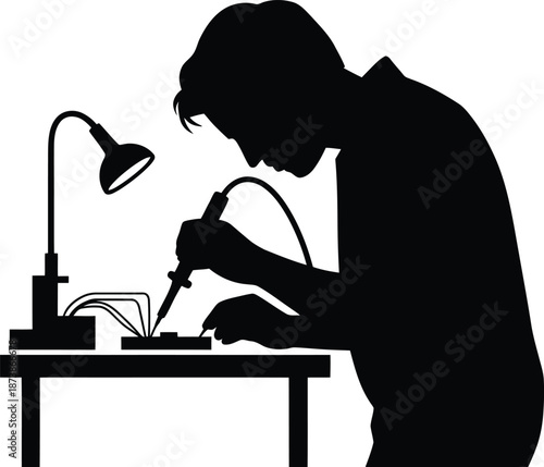 Person working on electronics