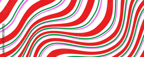 Christmas candy cane seamless pattern wave background vector illustration.