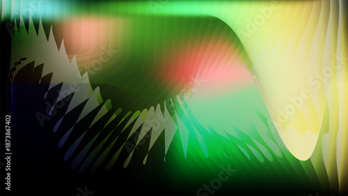 Vivid green abstract background bright yellow highlights and complex flowing forms artwork vector illustration.