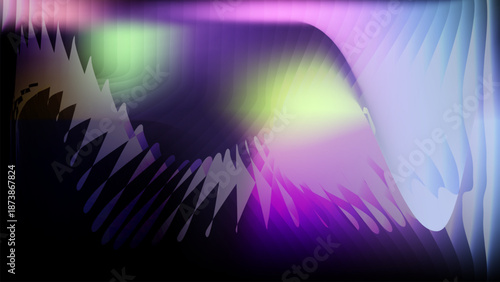 Abstract digital background with fluid purple and green glowing wavy patterns vector illustration.