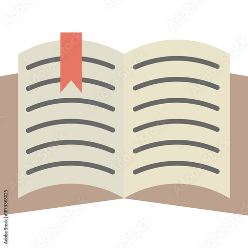 Open Book with Red Bookmark