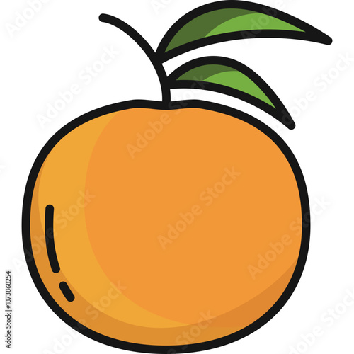 Orange fruit icon with leaves