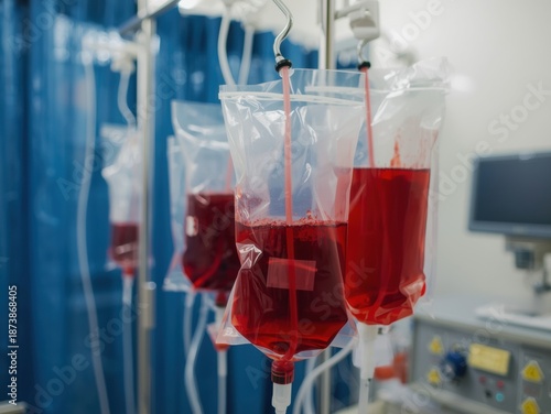 Blood bags in medical facility