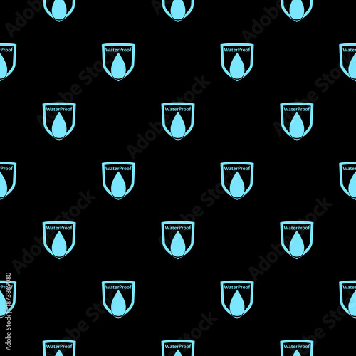 Water Proof shield seamless pattern isolated on black background