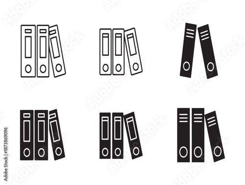 Collection of black and white binder clip art