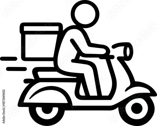 Minimalist black and white line art icon representing fast scooter delivery service