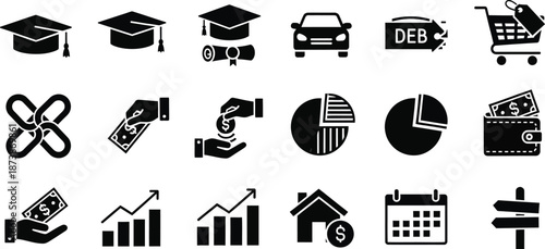 Market Editable Icons set. Vector illustration in modern thin line style of business related icons: company, budget, sales, and more. Isolated on transparent background.