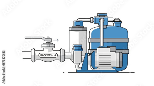 Technical illustration of industrial equipment with pipes and valves