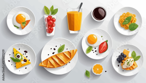 vector art of modern food with cute expression
