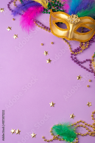 Wallpaper Mural Mardi Gras and fat Tuesday background. Festive decorations on a lilac background Torontodigital.ca