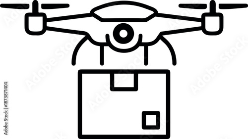Modern Drone Carrying Cardboard Box Package for Fast Aerial Delivery Service Icon