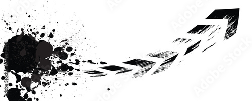 Tire Track . Design Element . Car tread silhouette . Mud splash grunge texture