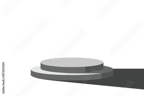 A minimalist 3D illustration of two gray circular platforms with shadows