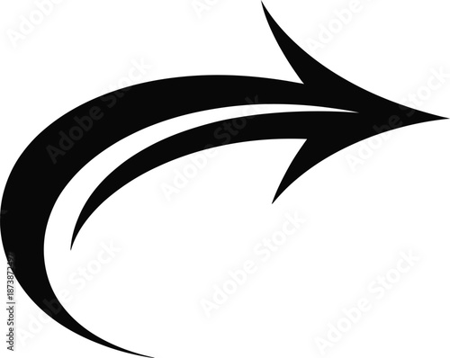 Dynamic fish silhouette in black and white Vector