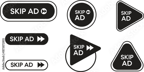 Skip advertisement icon, Media player icon, vector on white background. Skip ads symbol, icon. Skip icon for your web site design, logo, app, UI, UX. Vector illustration