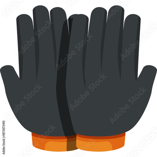 Pair of black gloves with orange cuffs