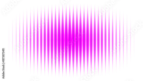 Vibrant pink vertical equalizer bars with strong light glow on white vector illustration.