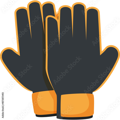 Pair of Dark Gray and Orange Work Gloves
