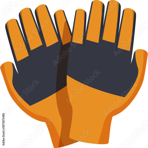 Pair of orange and black work gloves illustration