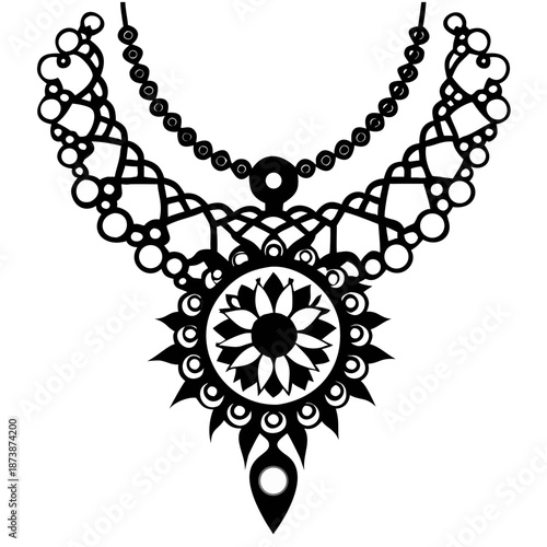 necklace pendant silhouette illustration for jewelry, fashion, and accessory design