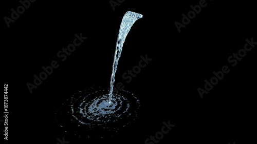 Isolated Thin Waterfall with a Small flow on a black background