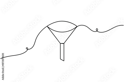 Digital marketing sales funnel icon continuous one line drawing on white background single art minimalist business strategy symbol outline vector illustration