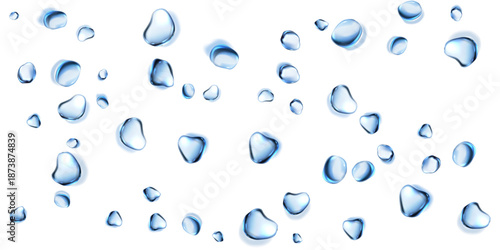 Water droplets transparent water drops clear drops isolated white background water template advertising background