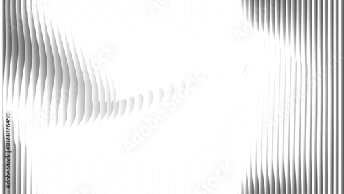 Monochromatic abstract background with white wavy lines and subtle gray shading vector illustration.