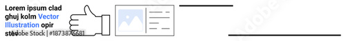 Social media engagement, feedback systems, approval ratings, content validation, online interaction, user experience. Thumbs up icon next to a document. Social media engagement and feedback systems