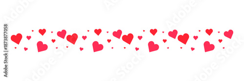 Valentine red, pink hearts confetti isolated on transparent background. Flying hearts with uncountable love shapes and romantic confetti concept. Vector illustration.