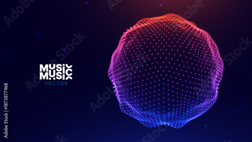 Virtual Assistant Voice Recognition Abstract Particles Visualization. Technology Background. AI Artificial Intelligence Dots Sphere. Vector Illustration.