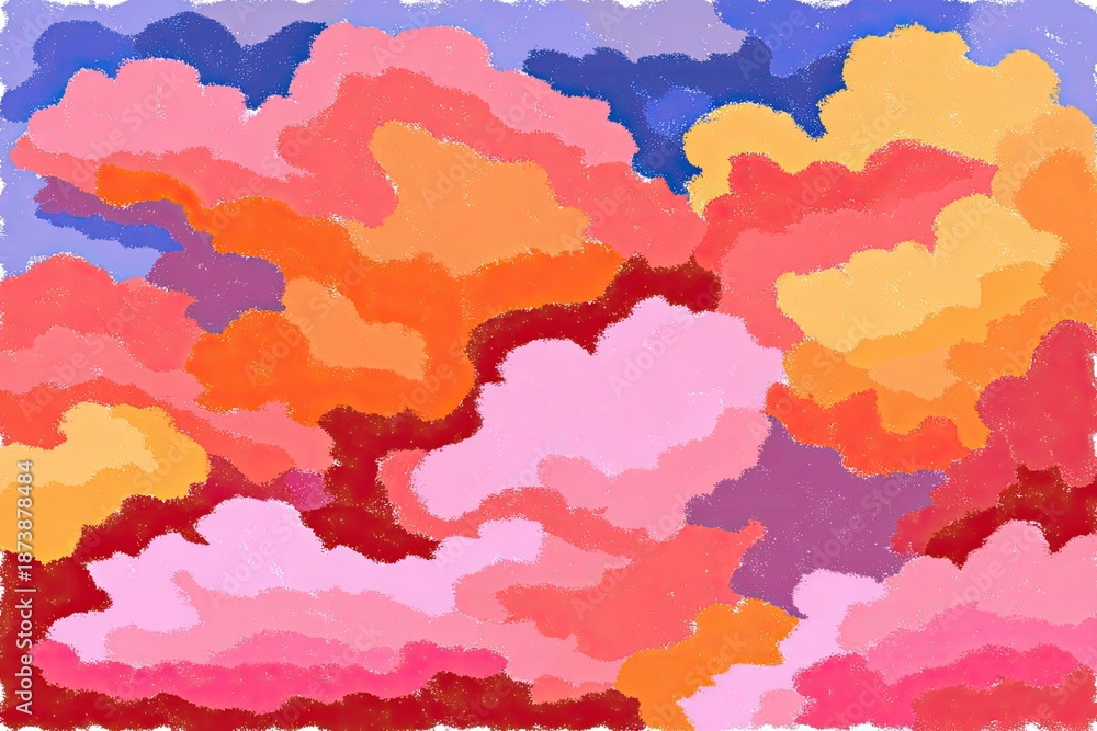 Obraz premium Colorful, abstracted sky scene with swirling, textured clouds