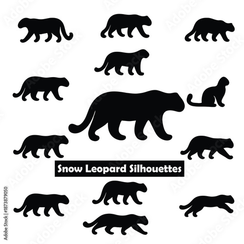 Collection of leopard silhouettes in various poses