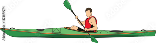 Kayak, paddling, outdoor, adventure, sport, water, icon, symbol, gear, vector, illustration, CAD, drawing, design