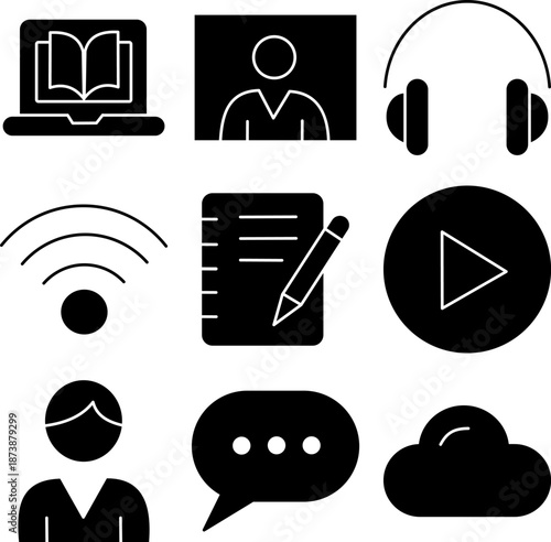 Online Education Solid Icons