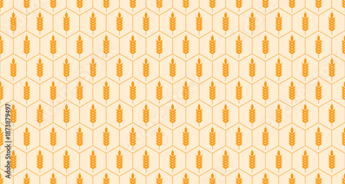 wheat seamless pattern background packaging yellow simple silhouette vector in flat