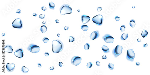 Water droplets transparent water drops clear drops isolated white background water texture advertising background vector