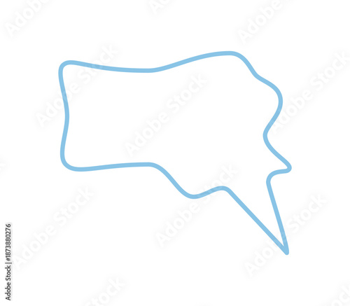 Hand drawn squiggle chat bubble outline with round edge and simple textbox style. Outlined speech icon gives talk or comment, playful doodle shape for creative communication or minimalist message