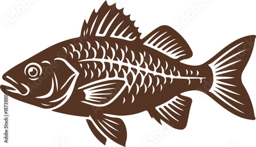 Isolated Brown Fish Vector Illustration for Design