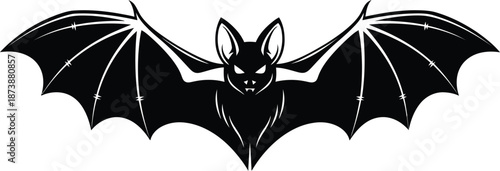 Flying bat silhouette illustration with wings spread
