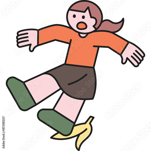 Person slipping on a banana peel