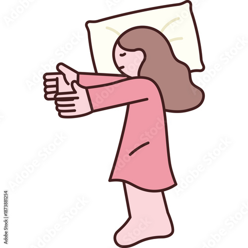 Person sleeping with arms outstretched